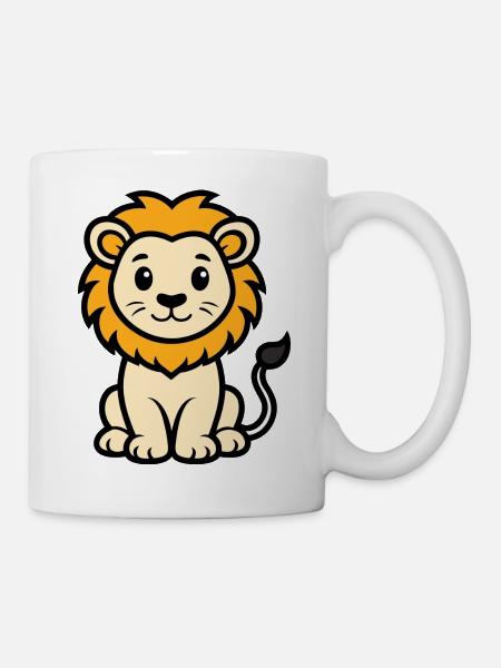 Süßer sitzender Löwe - Tasse - Weiß