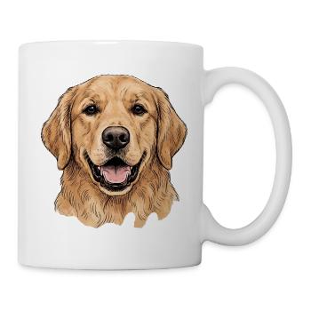 Goldener Retriever Porträt Illustration - Tasse - Weiß - Rechts