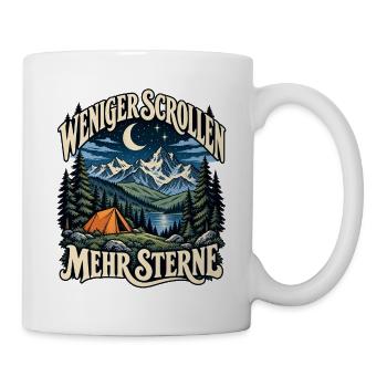Weniger Scrollen Mehr Sterne - Tasse - Weiß - Rechts
