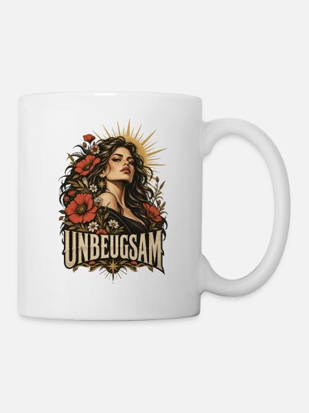 Unbeugsam Blütenporträt Frau - Tasse - Weiß