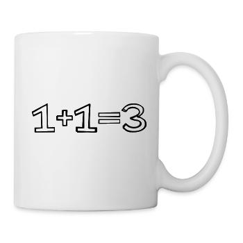 1+1=3 Rechnung handgezeichnet - Tasse - Weiß - Rechts