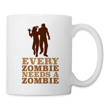 Jeder Zombie braucht ein Zombie-T-Shirt - Tasse - Weiß - Rechts