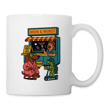 Dackel Imbiss Moin und Wurst - Tasse - Weiß - Rechts