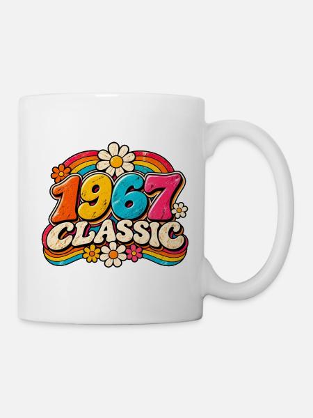 1967 Klassische Regenbogenblumen - Tasse - Weiß