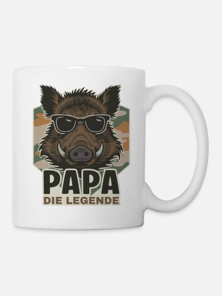 Papa die Legende Wildschwein - Tasse - Weiß
