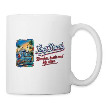 Long Beach Retro Vintage Ship Lighthouse Design - Tasse - Weiß - Rechts