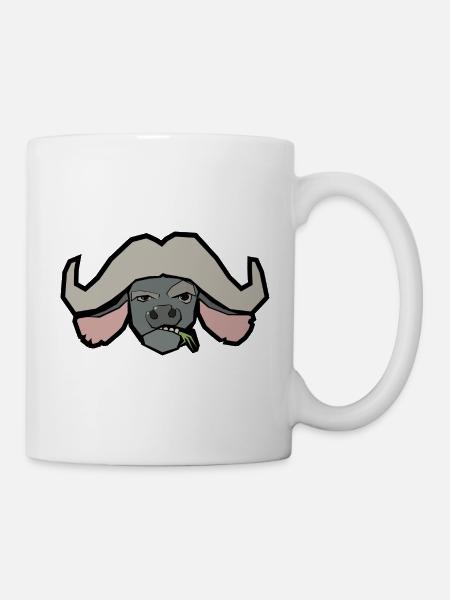 Zynischer Büffel – nur Kopf - Tasse - Weiß