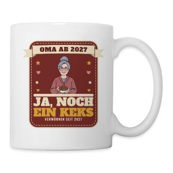 Oma 2027 – Schwangerschaft verkünden Oma Geschenk - Tasse - Weiß - Rechts