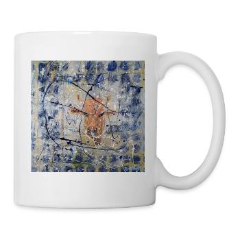 Orange Kuh im Splatter-Abstract - Tasse - Weiß - Rechts