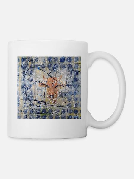 Orange Kuh im Splatter-Abstract - Tasse - Weiß