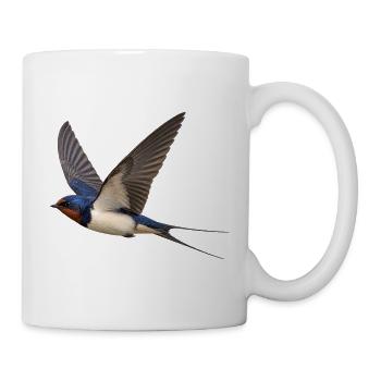 Rauchschwalbe im Flug – Singvogel mit Gabelschwanz - Tasse - Weiß - Rechts