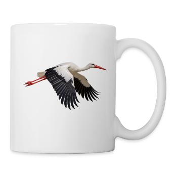 Weißstorch im Flug – schwarzweißes Storchenmotiv - Tasse - Weiß - Rechts