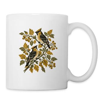 Herbstliche Zweigsänger Illustration - Tasse - Weiß - Rechts