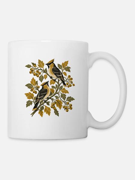 Herbstliche Zweigsänger Illustration - Tasse - Weiß