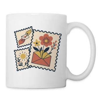 Blumenbriefmarken - Tasse - Weiß - Rechts