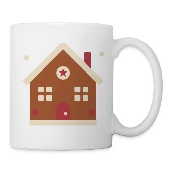 Lebkuchenhaus mit Zuckerguss – Weihnachten - Tasse - Weiß - Rechts