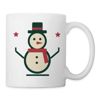 Schneemann mit Schal und Zylinder – Winter - Tasse - Weiß - Rechts