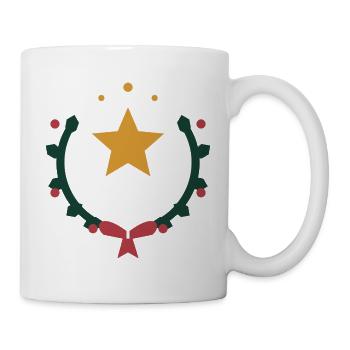 Weihnachtsstern im Kranz aus Winterzweigen - Tasse - Weiß - Rechts