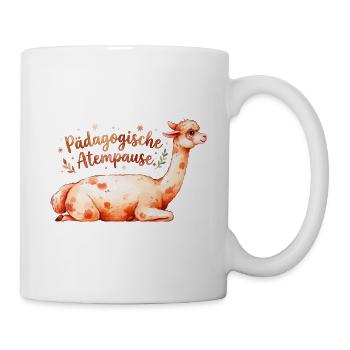 Pädagogische Atempause Alpaka Lehrer Spruch - Tasse - Weiß - Rechts
