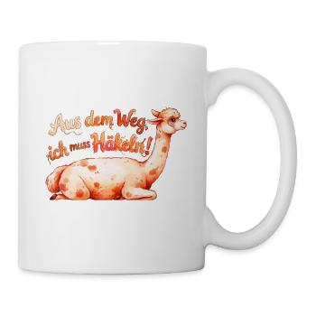 Aus dem Weg ich muss Häkeln Alpaka Geschenk - Tasse - Weiß - Rechts