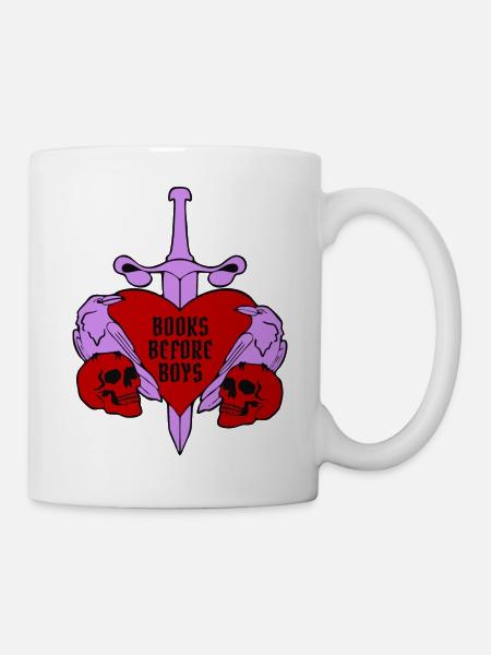 Books Before Boys - dreifarbig - Tasse - Weiß