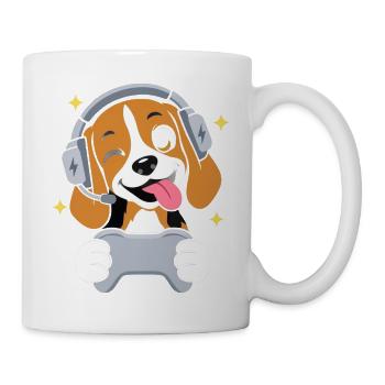 Gaming Beagle mit Headset und Controller - Tasse - Weiß - Rechts