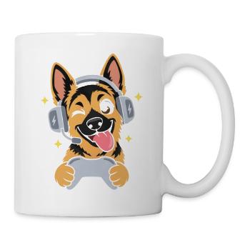 Gaming Deutscher Schäferhund mit Headset - Tasse - Weiß - Rechts