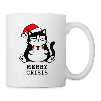 Merry Crisis lustiges Weihnachtskatzen-Meme - Tasse - Weiß - Rechts