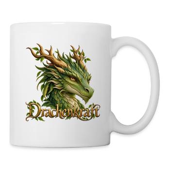 Drachenkraft – Grüner Naturdrache mit Geweih - Tasse - Weiß - Rechts