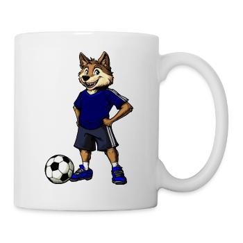 Fussball Wolf Blau - Tasse - Weiß - Rechts