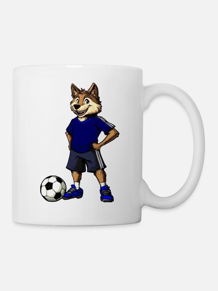 Fussball Wolf Blau - Tasse - Weiß