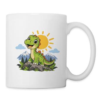 Süßer Dinosaurier – Kleiner Dino auf Abenteuer - Tasse - Weiß - Rechts