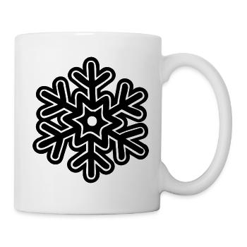 Cartoon-Schneeflocken-Vektor-Clipart in fetter Linienzeichnung - Tasse - Weiß - Rechts