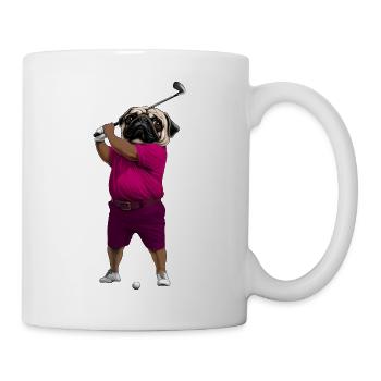 Hund Mops Golf - Tasse - Weiß - Rechts