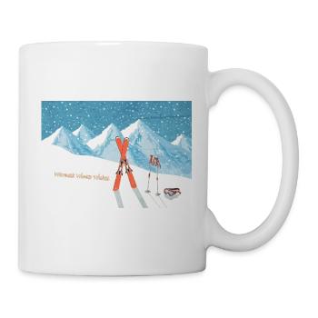 Ski Berge Winterlandschaft - Herzliche Wintergrüße - Tasse - Weiß - Rechts