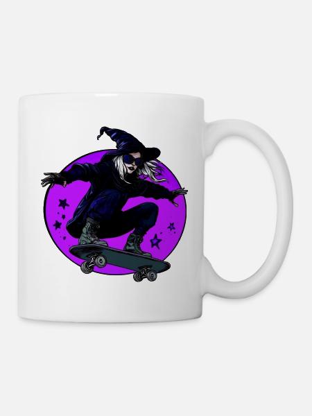 Hexen Skaterin Halloween - Tasse - Weiß