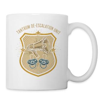 Megaphon und Schnuller Schild - Tasse - Weiß - Rechts