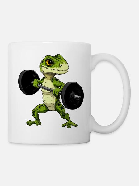 Eidechsen Fitness / Trainer Eidechse - Tasse - Weiß