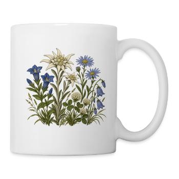 Alpenblumen – Botanische Vintage-Illustration - Tasse - Weiß - Rechts