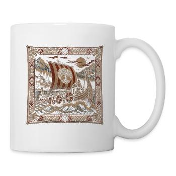 Wikinger – Nordischer Wandteppich - Tasse - Weiß - Rechts