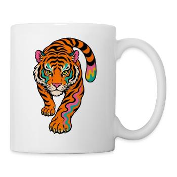 Neonfarben Tiger im Sprung - Tasse - Weiß - Rechts