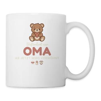 Befördert zur Oma 2027 – Teddy - Tasse - Weiß - Rechts