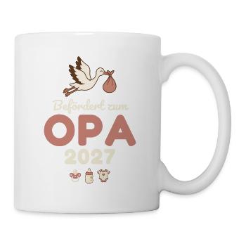 Befördert zum Opa 2027 – Storch - Tasse - Weiß - Rechts