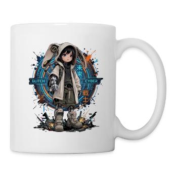 Baby-Cyborg im Cyberpunk-Viertel - Tasse - Weiß - Rechts