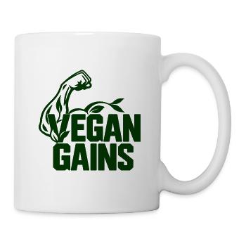 Vegan Gains - Tasse - Weiß - Rechts