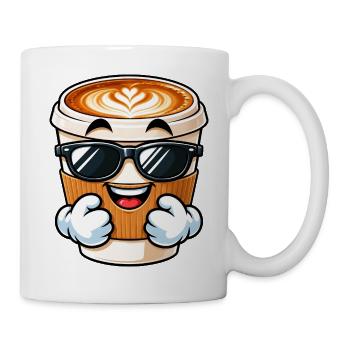 Cooler Cartoon Kaffee Cappuccino - Tasse - Weiß - Rechts