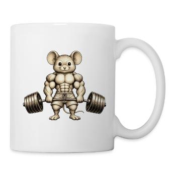 Maus Hantel Gewichtheber Sport Muskulös - Tasse - Weiß - Rechts