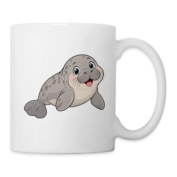 Süße lachende Seekuh – Lustiges Comic Motiv - Tasse - Weiß - Rechts