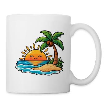 Tropischer Sonnenuntergang mit Palme - Tasse - Weiß - Rechts