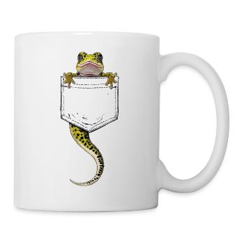 Grüner Gecko in einer falschen Trompe-l'oeil-Tasche - Tasse - Weiß - Rechts